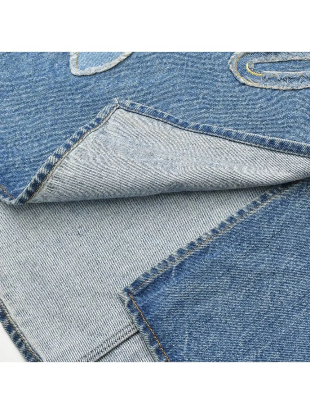 Chanel Denim Skirt Metiers D'art Collection CC Logo Patchwork